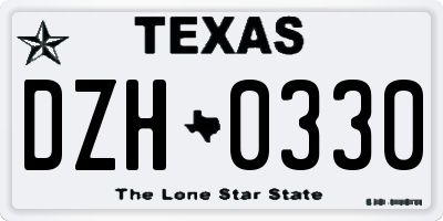 TX license plate DZH0330