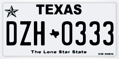 TX license plate DZH0333