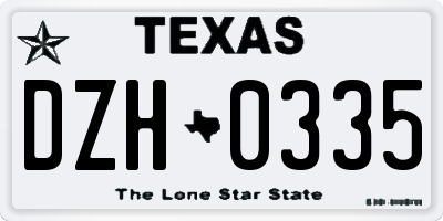 TX license plate DZH0335