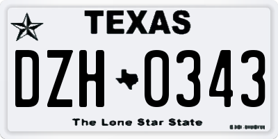 TX license plate DZH0343