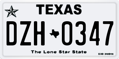 TX license plate DZH0347
