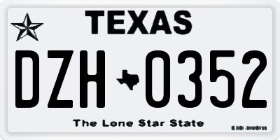 TX license plate DZH0352