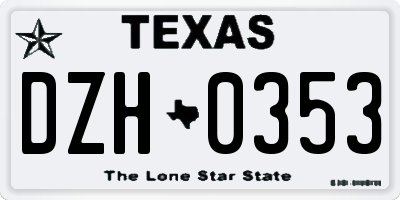 TX license plate DZH0353