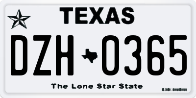 TX license plate DZH0365