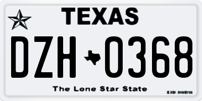 TX license plate DZH0368