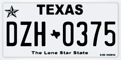 TX license plate DZH0375