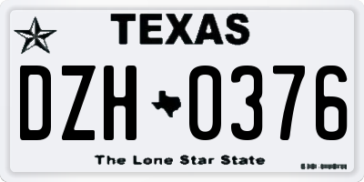 TX license plate DZH0376
