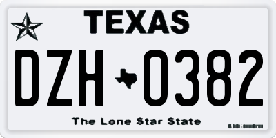 TX license plate DZH0382