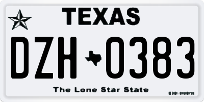 TX license plate DZH0383