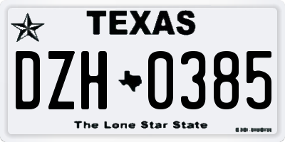 TX license plate DZH0385