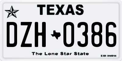 TX license plate DZH0386