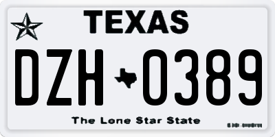 TX license plate DZH0389
