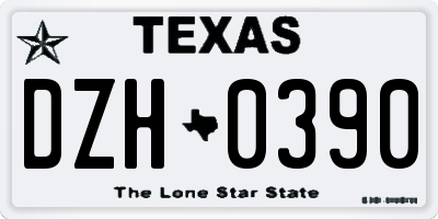 TX license plate DZH0390
