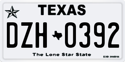 TX license plate DZH0392