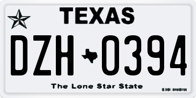 TX license plate DZH0394