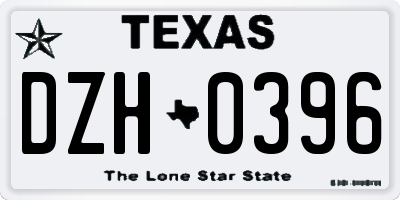 TX license plate DZH0396