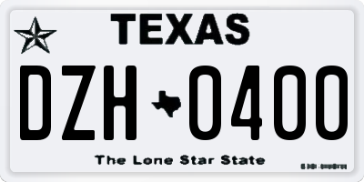 TX license plate DZH0400