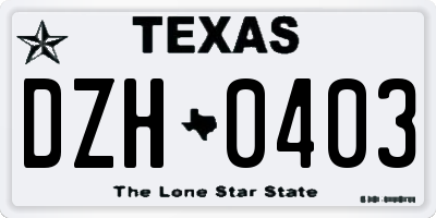 TX license plate DZH0403