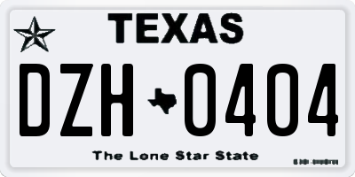TX license plate DZH0404
