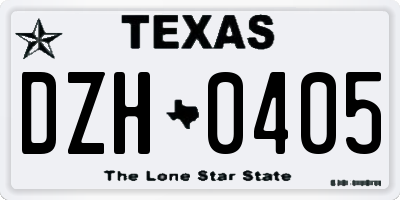 TX license plate DZH0405