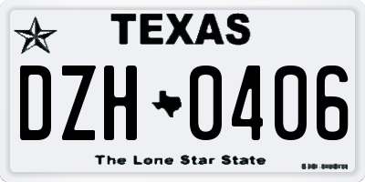 TX license plate DZH0406
