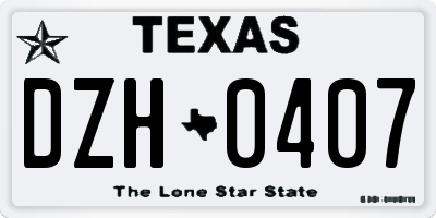 TX license plate DZH0407