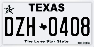 TX license plate DZH0408