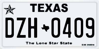 TX license plate DZH0409