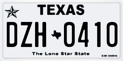 TX license plate DZH0410