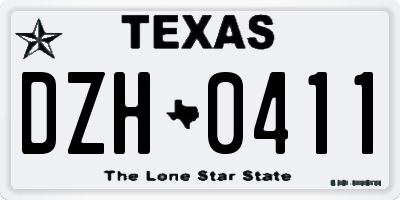 TX license plate DZH0411