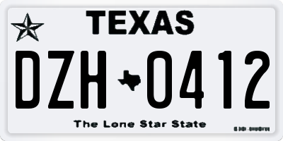 TX license plate DZH0412