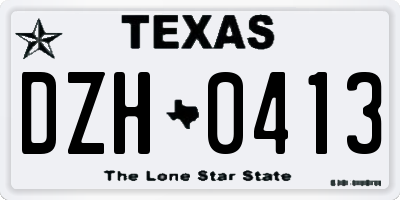 TX license plate DZH0413