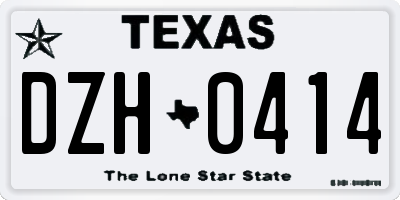 TX license plate DZH0414