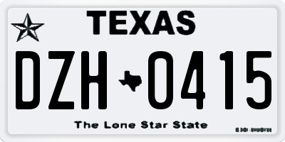 TX license plate DZH0415