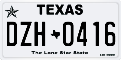 TX license plate DZH0416