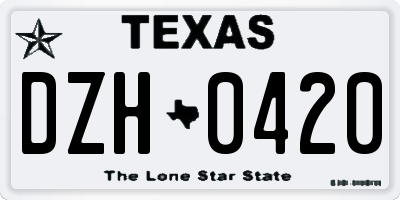 TX license plate DZH0420