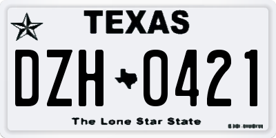 TX license plate DZH0421