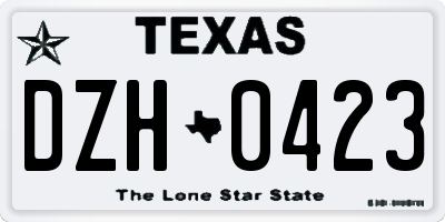 TX license plate DZH0423