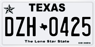 TX license plate DZH0425
