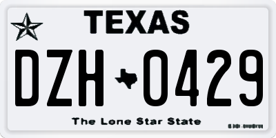 TX license plate DZH0429