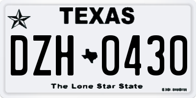 TX license plate DZH0430
