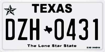 TX license plate DZH0431