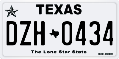 TX license plate DZH0434