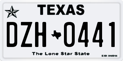 TX license plate DZH0441