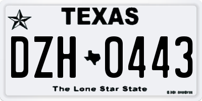 TX license plate DZH0443