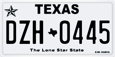 TX license plate DZH0445
