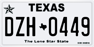 TX license plate DZH0449