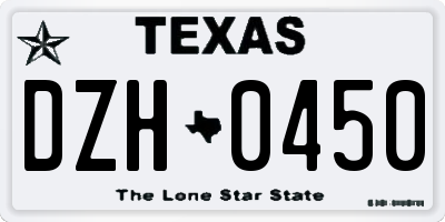 TX license plate DZH0450