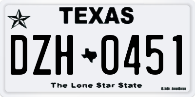 TX license plate DZH0451