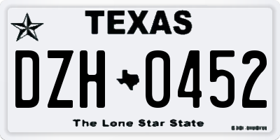 TX license plate DZH0452